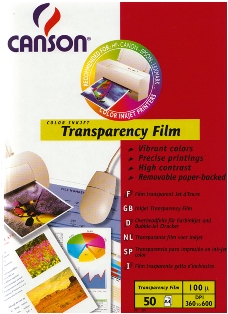 Film InkJet transp. adhesivo CANSON, hoja  A4